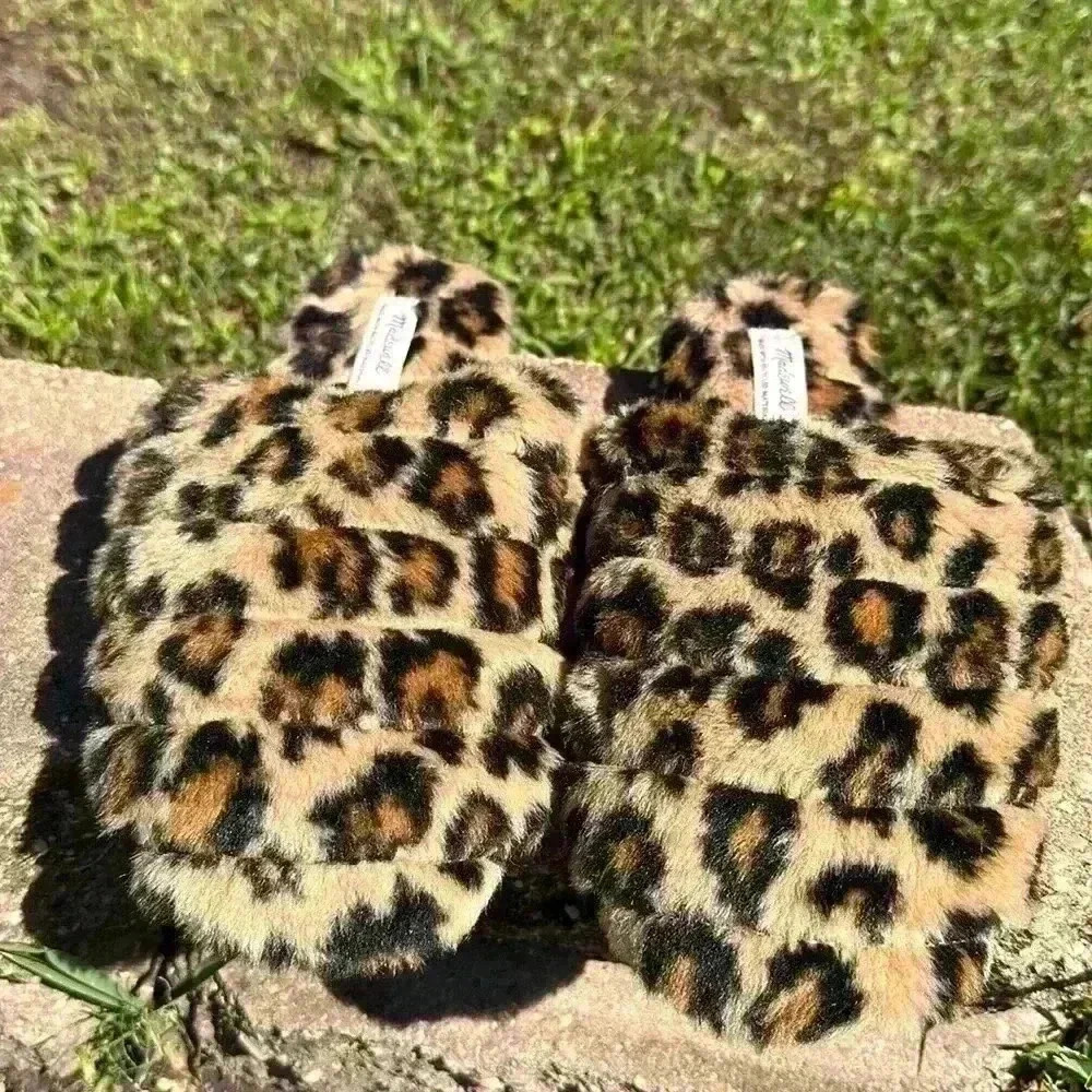 NWOT Madewell The Scuff Slipper Leopard Faux Fur 6 M - Picture 6 of 10